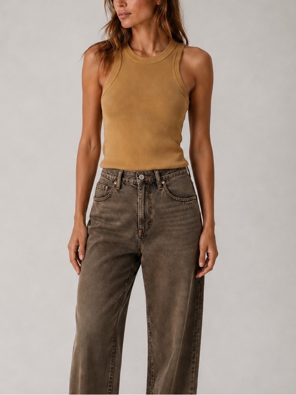 Citizens of humanity gold ribbed Isabel tank
